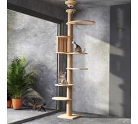 Mdpetpops Arbre à Chat du Sol au Plafond, Hauteur réglable, Grand Arbre à Chat avec griffoir de 11 cm, entièrement enveloppé avec Corde en sisal (240~250 cm, 265-275 cm T02)