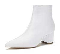 Mdrcg Bottines Femme à Bout Pointu Talon Bloc Fermeture Zip Latine Satin
