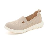 Mdrcg Chaussures tricotées à Enfiler pour Femme - Baskets décontractées, Respirantes, légères et Confortables à Semelles Souples - Mocassins pour Seniors,Flesh,36 EU