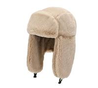 MDSIOKHJ Chapeau Aviateur Hiver Cyclisme Ski Chapeau Chaud Cache-Oreilles épaissir Peluche Oreille-flatté for Hommes et Femmes Fourrure Coupe-Vent Casquette Bomber(Khaki)