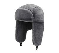 MDSIOKHJ Chapeau Aviateur Hiver Cyclisme Ski Chapeau Chaud Cache-Oreilles épaissir Peluche Oreille-flatté for Hommes et Femmes Fourrure Coupe-Vent Casquette Bomber(Grey)