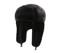 MDSIOKHJ Chapeau Aviateur Hiver Cyclisme Ski Chapeau Chaud Cache-Oreilles épaissir Peluche Oreille-flatté for Hommes et Femmes Fourrure Coupe-Vent Casquette Bomber(Black)