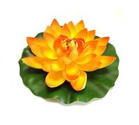 MDSIOKHJ Lotus Artificiel Fleur Artificielle de Lotus Flottante 10/17/28/40/60cm, Fausse Plante, Micro Paysage d'eau réaliste for décor Jardin d'étang pour Piscine Aquarium(28cm Orange)