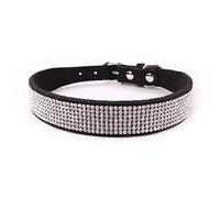 Mdurian Collier pour Chien en Strass 7 Rangs en Cristal éblouissant Diamant clouté en Cuir suédé Doux pour Chien Chiot (XL, Noir)
