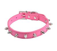 Mdurian Colliers de Chien en Cuir à Pointes Ceinture à col clouté à Rivet réglable 0,78 Pouces de Large (M, 11,4 à 15 Pouces)/Rose