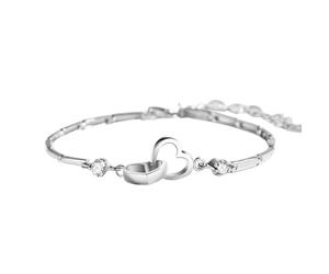 Mdv106b Bracelet avec 2 cœurs entrelacés « Mother and Love » pour filles de maman à l'amour entre mère et est éternel, taille unique, Alliage d'aluminium, Pas de gemme