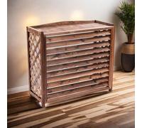 MDXVRKYBC Cache Climatiseur Extérieur en Bois Protection en Bois Massif avec Conception À Persiennes Et Grille Latérale(S)