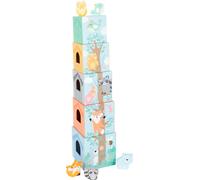 MDY-11474 Amusants Animaux de Saut en Bois, 4 Animaux Mignons à Pousser vers Le Bas Sautent Joyeusement dans L'air