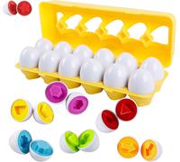 MDY-12pcs Jouets D'oeufs Correspondant Puzzle Montessori Oeufs Éducatifs Géométrique Jouets, Enfants Enseignement Précoce Reconnaître Les Formes de Couleur Patchwork, 2 Ans Boîte à ?ufs Jou