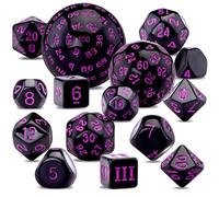 Mdy-15 Pièces Dés Polyédriques D3-D100 Ensemble De Dés Polyédriques Jeu De Dés Pour Dnd Rpg, Noir Et Violet