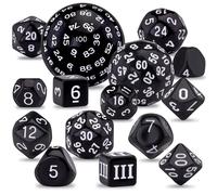 Mdy-15 Pièces Ensemble De Dés Polyédriques D3-D100 Jeu De Dés Dés Polyédriques Pour Dnd Rpg, Noir Et Blanc