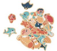 MDY-- 24 Magnets en Bois Aimantés - Thème Marin - Monde Marin - Jouet en Bois - Idéal Tableau ou frigo - Jeu Éducatif Magnétique, pour Manipuler, Expérimenter et s`Amuser - Dès 2 Ans, J09649