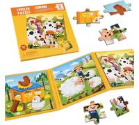 MDY-ASTARON Puzzles magnétiques pour Enfants, 12-16-20 pièces Puzzles d'apprentissage de la Ferme de Vache et de Poule pour Les Voyages en Voiture, Jouets de Voyage, activités en Avion pour Enfants