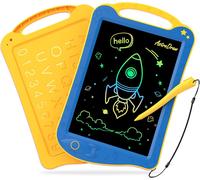 MDY-AstroDraw Jouet Enfants 2 3 4 5 6 Ans, 1ères Dessin et Écriture jouet, Tablette D'écriture LCD, Non salissant, Cadeau Anniversaire Noël pour Garçon et Fille (Bleu/Jaune)