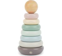 Mdy-Bieco Tour D'empilage En Bois 19 Cm Coloré Jeu D'emboîtement Dès 1 An Pyramide D'emboîtement 8 Pièces Jouets En Bois Pour Bébés Pierres À Empiler Jouets De Motricité Anneaux En Bois