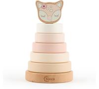 MDY-Bieco Tour empilable pour bébé - En bois durable FSC® - 19 cm - À partir de 1 an - Anneaux empilables en bois pour bébé à partir de 1 an - Tour empilable en bois pour bébé à partir de 1 an