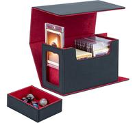 Mdy-Boîte À Cartes Double Couche Pour Mtg Cartes, Écrans Commander, Convient À 200 Cartes Avec Compartiment À Dés, Boîte À Cartes À Collectionner Pour Cartes Magic Commander Tcg - Rouge