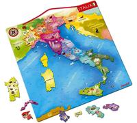 Mdy-- Carte D'italie Magnétique - Puzzle Enfant En Bois - 20 Pièces Aimantées - Découvrir Et Mémoriser - Jeu Éducatif Géographie - Dès 7 Ans, J05488