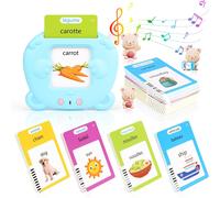 MDY-Cartes Flash Parlantes, Cartes éducatives 224 Mots, Bilinguisme Anglais-français, Jouet Educatif pour écouter et Apprendre, Jouet Enfant 3 4 5 6 Ans pour Garçons et Filles, Cadeau Enfant(Bleu)