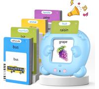 MDY-Cartes Flash Parlantes Cartes éducatives Montessori pour Enfants de 3+ Ans Talking Flash Cards 112 Feuilles 224 Mots Jouets éducatifs pour Apprendre a Parler, Français/Anglais/Bilingue(Bleu)