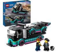 Mdy-City La Voiture De Course Et Le Camion De Transport De Voitures, Jeu De Construction Avec Véhicule De Compétition, Minifigurines De Pilote Et Chauffeur De Camion, Cadeau Enfants Dès 6 Ans 60406