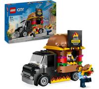 MDY-City Le Food-Truck de Burgers, Jouet de Camionnette, Cadeau pour Garçons et Filles de 5 Ans ou Plus, Jeu Imaginatif avec Camionnette et Cuisine, Minifigurines de Vendeuse 60404