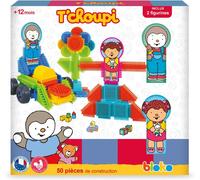 MDY-¿ Coffret T'CHOUPI et LALOU 50 Blocs de Construction + 2 Figurines Jouet de Construction Enfant Officielle Apprentissage bébé Conçu en Normandie Fabriqué en Europe Cadeau 1 An +