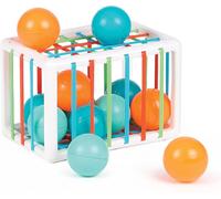 MDY-- Cube De Manipulation - Jouets D'Éveil Bébé - Dès 10 Mois - Développe La Réflexion, La Motricité Fine, Le Toucher & La Découverte - 1 Cube Élastique + 12 Balles Oranges & Bleues Au Son Rigolo