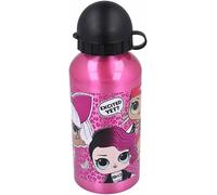 Mdy-- Gourde Pour Enfant Aluminium Lol Surprise - Pour Enfant - Crèche - Maternelle - Ecole - Vacances - Repas - 17,5 Cm \U2013 400 Ml - Hydratation - Idée Cadeau - Noir/Rose