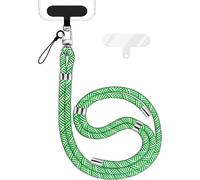 Mdy-Holdme Lanière Universelle Pour Smartphone & Coque De Téléphone Portable, Cordon En Nylon Réglable, Sangle De Cou, Bandoulière Avec Mousqueton (Argent) & 2 Patches, Lanyard, Couleur:Vert Blanc