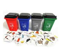 MDY-Jeu Éducatif Tri des Déchets pour Enfants 3-8 Ans 4 Mini Poubelles de Tri + 108 Cartes Déchets + Guide Illustré Jouet Ludique pour Apprendre le Recyclage et l'Écologie (410g)