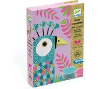 MDY-Kit Créatif Sable Pailleté - 6-10 ans - 4 Tableaux d'Oiseaux Scintillants - Développe les Compétences Artistiques - 4 Cartes Illustrées et Préencollées, Sables et Paillettes - Activité Propre