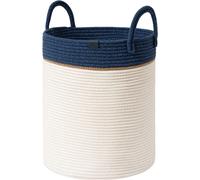Mdy-La Jolie Muse Panier De Rangement En Corde Tressée - Grand Organisateur En Coton, Panier Pour Couverture De Bébé, Jouets D`Enfant, Panier À Linge Bleu Marine M