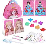 Mdy-Livre D'autocollants De Princesse, Maquillage Enfants Jouet Filles Trousse De Maquillage, Livres De Maquillage Pour Jeux D'habillage Sur Papier Avec Visages Pré-Imprimés Colorier(8 En 1)