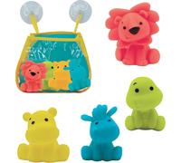 MDY-LUDI - 4 Aspergeurs de Bain + 1 Filet de Rangement - 4 Animaux Arroseurs pour Jouer dans Le Bain ou à la Plage - Jouets de Bain pour Bébé en Plastique Souple - À Partir de 10 Mois