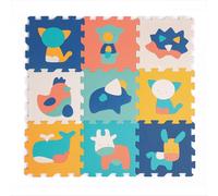 Mdy-Ludi - Tapis Dalles Animaux - Puzzle Géant - 9 Dalles En Mousse - Dès 10 Mois - Éveil Bébé - Développe Le Bien-Être, Le Toucher, La Découverte & La Réflexion - 90 X 90 X 1,2 Cm