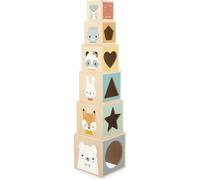 MDY-- Ma première Pyramide en Bois - Jouet d'Éveil - 6 Cubes à Empiler - Jouet d'Empilement et d'Encastrement - Développe Dextérité et Imagination -Premier âge - Dès 12 Mois, J05147