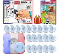 Mdy-[Pack X20] Cache Prise Bébé Français Amovible [ Sans Clef Ni Adhésif ] - Invention 100% Made In France - Cache-Prise Bebe - Sécurité Domestique Et Puériculture Pour Protection Prise Courant Élect