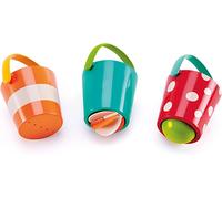 Mdy-Seau Enfant Pour Le Bain - Jouet Sans Bpa - Ensemble 3 Seaux Colorés & Écoulements Différents - Jeu Bain Bébé Dès 12 Mois - Coordination Oeil-Main & Motricité Fine - Jouet Durable Sécurisé