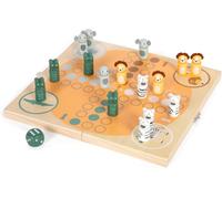 MDY-small foot Ludo « Safari » en bois, jeu de société pour enfants à partir de 3 ans, 12642, Coloré