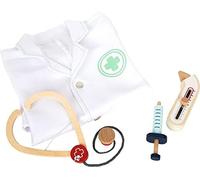 MDY-small foot Set de Jeu Blouse de médecin avec de Nombreux Accessoires en Bois, Jeu de rôle, dès 3 Ans, 12225