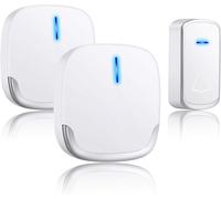 MDY-Sonnette sans Fil Extérieur Étanche IP44, Sonnette de Porte 300 Mètres de Portée, Kit de Carillon avec LED Flash, 1 Émetteur et 2 Récepteurs, 5 Niveaux de Volume, 58 Mélodies