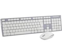 MDY-T¿NB Clavier et Souris sans Fil Radiofréquence, Clavier AZERTY Français, Compact, Confortable Et Silencieux, Raccourcis Multimédia, Souris Haute Autonomie, Clics Silencieux, Windows/Linux ¿ Blanc