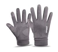 MdybF des Gants Men Anti-Slip Plus Velvet Warm Suede Gants Cycling Gants d'hiver Sports Extérieurs Half-Pinger Gants-Gris A-Taille Unique