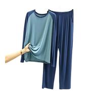 MdybF Pyjama d'hiver pour Hommes Ensemble De Pyjamas d'automne Printemps-Bleu-6Xl