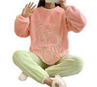 MdybF Pyjama Femme Femmes Pyjamas Ensemble d'automne Hiver Chaud Épaisses Vêtements De Maison À Manches Longues À Manches Longues.-Style1-Color3-L