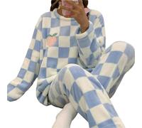 MdybF Pyjama Femme Femmes Pyjamas Ensemble d'automne Hiver Chaud Épaisses Vêtements De Maison À Manches Longues À Manches Longues.-Style1-Color5-L