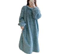 MdybF Pyjama Femme Habiller pour Le Gras 5XL pour Femme De Nuit d'hiver Velours Coral-8209 Bleu-XL (55-60 Kg)