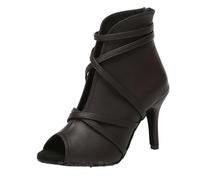 MDYTPT Chaussures de danse latine pour femme - Bottes de danse de salle de bal - Bottes de danse de valse - Rouge à talons hauts, Talon noir : 7,5 cm, 38 EU