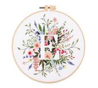 MDYTPT Kit de broderie avec lettres et fleurs à faire soi-même, trousse de point de croix 3D pour débutants pour les amateurs d'artisanat (couleur E)